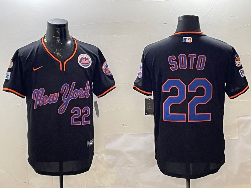 Men New York Mets #22 Soto Black Throwback Game Nike 2025 MLB Jersey style 2